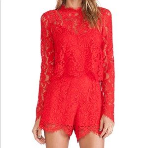 SAYLOR red lace jumper. Zip back.
